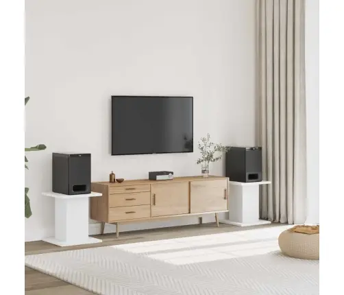 Garsiakalbių Stovai, 2Vnt., Balti, 30X30X40cm Apdirbta Mediena