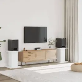 Garsiakalbių Stovai, 2Vnt., Balti, 30X30X60cm Apdirbta Mediena