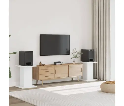 Garsiakalbių Stovai, 2Vnt., Balti, 30X30X60cm Apdirbta Mediena