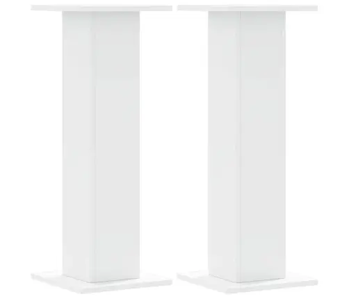 Garsiakalbių Stovai, 2Vnt., Balti, 30X30X80cm Apdirbta Mediena