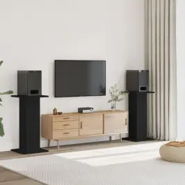 Skaļruņu Statīvi, 2 Gab., Melni, 30X30X80 Cm, Inženierijas Koks Vidaxl