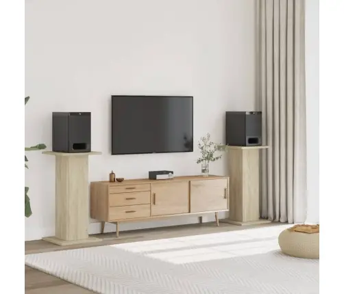 Skaļruņu Statīvi, 2 Gab., Ozolkoka Krāsa, 30X30X80 Cm, Koks Vidaxl