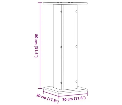 Garsiakalbių Stovai, 2Vnt., Pilki Ąžuolo, 30X30X80cm Mediena