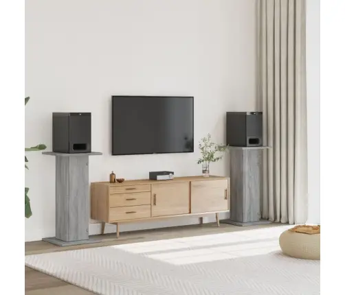 Garsiakalbių Stovai, 2Vnt., Pilki Ąžuolo, 30X30X80cm Mediena