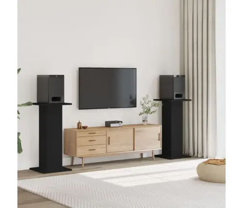 Garsiakalbių Stovai, 2Vnt., Juodi, 30X30X95cm Apdirbta Mediena