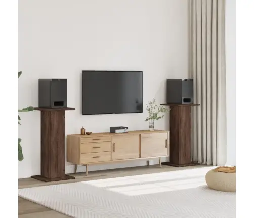 Garsiakalbių Stovai, 2Vnt., Rudi Ąžuolo, 30X30X95cm Mediena