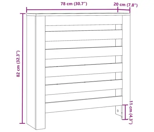 Radiatora Pārsegs, Melns, 78X20X82 Cm, Inženierijas Koks Vidaxl