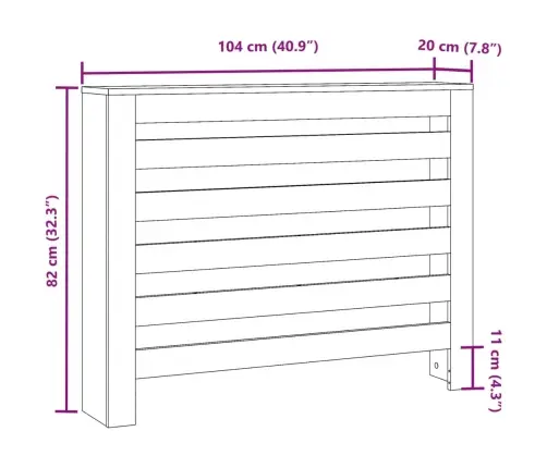 Radiatora Pārsegs, Balts, 104X20X82 Cm, Inženierijas Koks Vidaxl