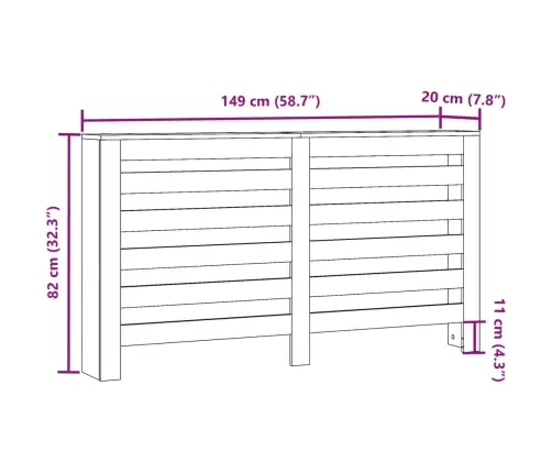 Radiatoriaus Uždangalas, Pilkas, 149X20X82cm Apdirbta Mediena
