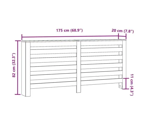 Radiaatori Kate, Sonoma Tamm, 175X20X82 cm Tehispuit