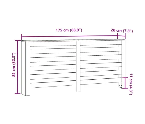 Radiatora Pārsegs, Koka Krāsā, 175X20X82 Cm, Inženierijas Koks Vidaxl