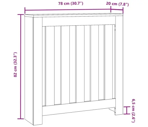 Radiatora Pārsegs, Melns, 78X20X82 Cm, Inženierijas Koks Vidaxl
