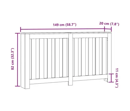 Radiatoriaus Uždangalas, Pilkas, 149X20X82cm Apdirbta Mediena