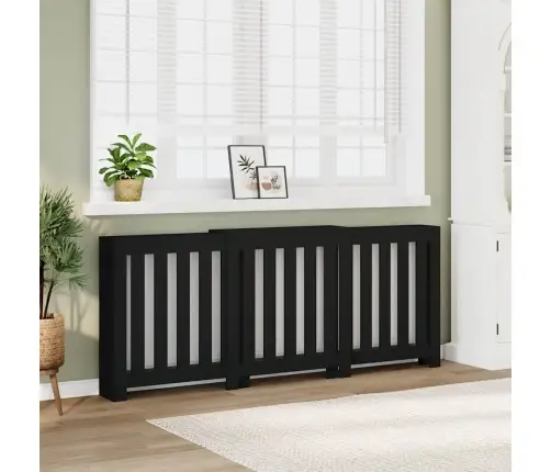 Radiatora Pārsegs, Melns, 205X21,5X83,5 Cm, Inženierijas Koks Vidaxl