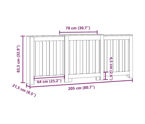 Radiaatori Kate, Betoonhall, 205X21,5X83,5 cm Tehispuit