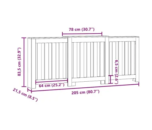 Radiatoriaus Uždangalas, Medienos, 205X21,5X83,5cm Mediena