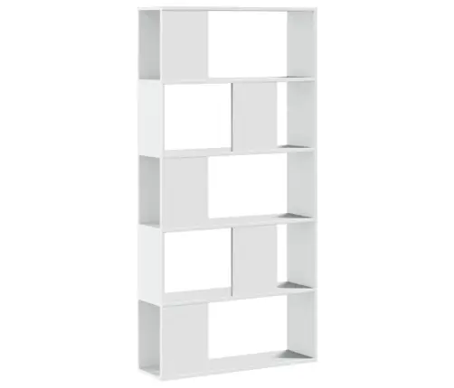 Raamaturiiul 5-Korruseline, Valge, 80,5X23,5X162,5 Cm Tehispuit