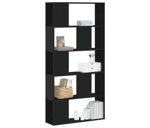 Knygų Spinta, 5 Aukštų, Juoda, 80,5X23,5X162,5cm Mediena