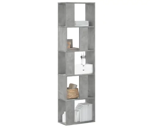 Raamaturiiul 5 Korrust, Betoonhall, 45X23,5X162,5 Cm Tehispuit