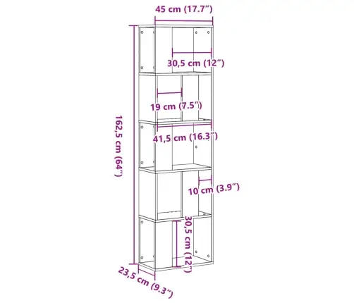 Raamaturiiul 5 Korrust, Tamm, 45X23,5X162,5 Cm Tehispuit