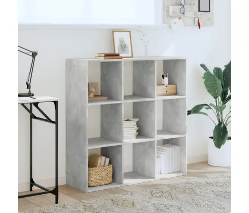 Grāmatplaukts, Betona Pelēks, 102X32X102 Cm, Inženierijas Koks Vidaxl