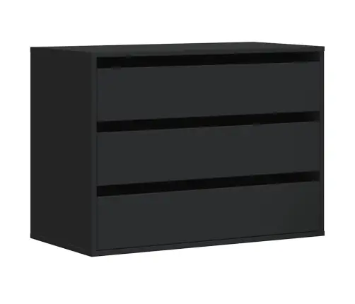 Atvilktņu Skapītis, Melns, 80X41X58 Cm, Inženierijas Koks Vidaxl