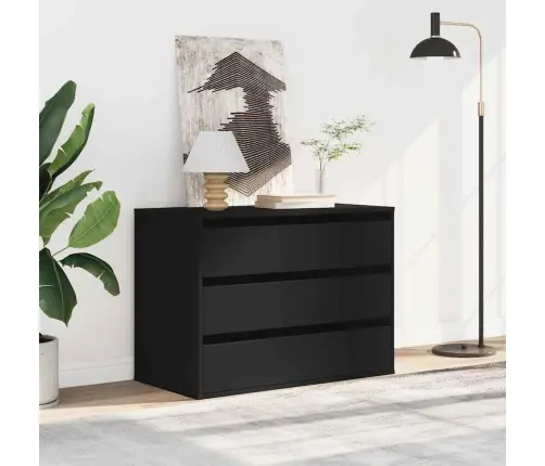 Atvilktņu Skapītis, Melns, 80X41X58 Cm, Inženierijas Koks Vidaxl