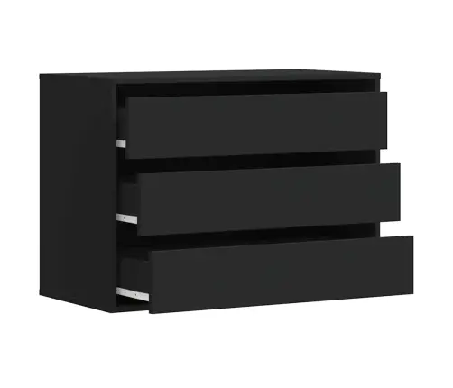 Atvilktņu Skapītis, Melns, 80X41X58 Cm, Inženierijas Koks Vidaxl