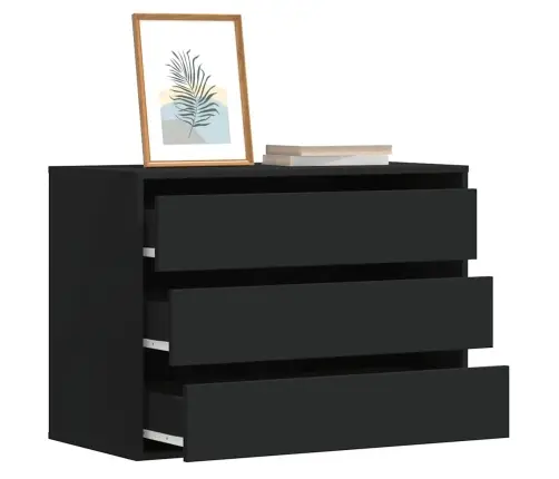 Atvilktņu Skapītis, Melns, 80X41X58 Cm, Inženierijas Koks Vidaxl