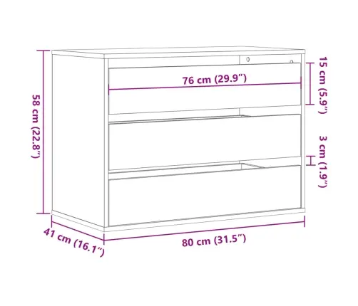 Atvilktņu Skapītis, Veca Koka Krāsā, 80X41X58 Cm, Koks Vidaxl