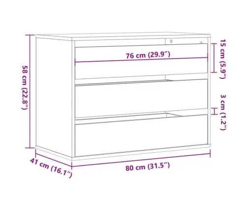 Atvilktņu Skapītis, Ozolkoka, 80X41X58 Cm, Inženierijas Koks Vidaxl