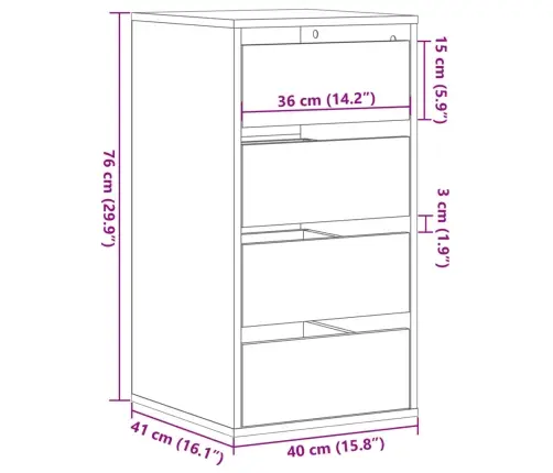 Kampinė Komoda Su Stalčiais, Pilka, 40X41X76cm Mediena