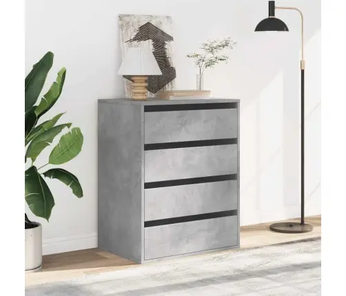 Atvilktņu Skapītis, Betona Pelēks,60X41X76Cm, Inženierijas Koks Vidaxl