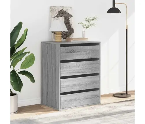 Atvilktņu Skapītis, Pelēka Koka, 60X41X76 Cm, Inženierijas Koks Vidaxl