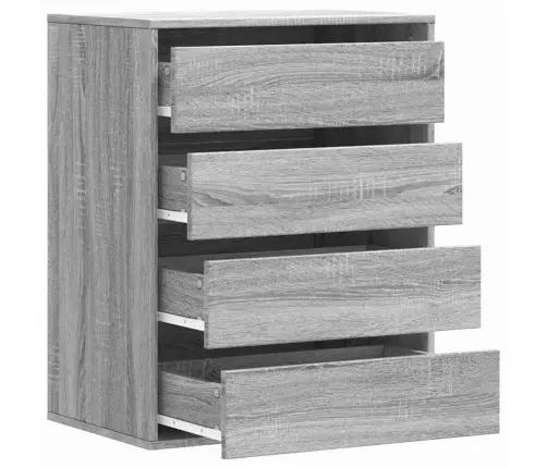 Atvilktņu Skapītis, Pelēka Koka, 60X41X76 Cm, Inženierijas Koks Vidaxl