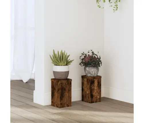 Augu Statīvi, 2 Gab., Ozolkoka Krāsa, 10X10X18 Cm, Koks Vidaxl