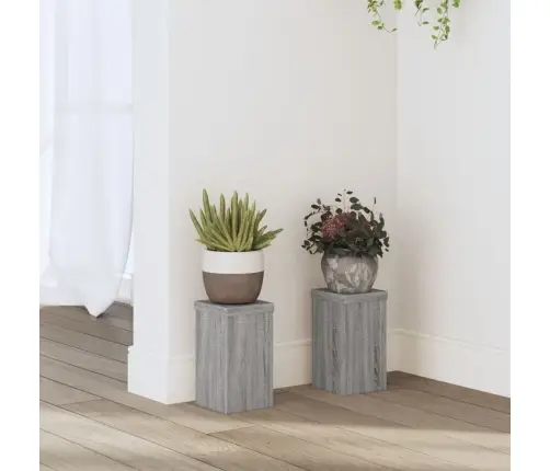 Augu Statīvi, 2 Gab., Pelēka Ozola, 10X10X18 Cm, Koks Vidaxl