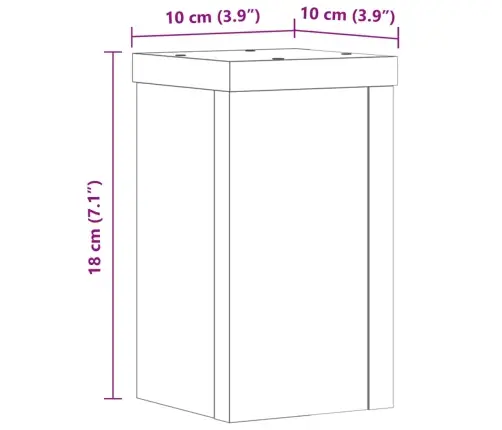 Taimealused 2 Tk, Vana Puit, 10X10X18 cm Tehispuit