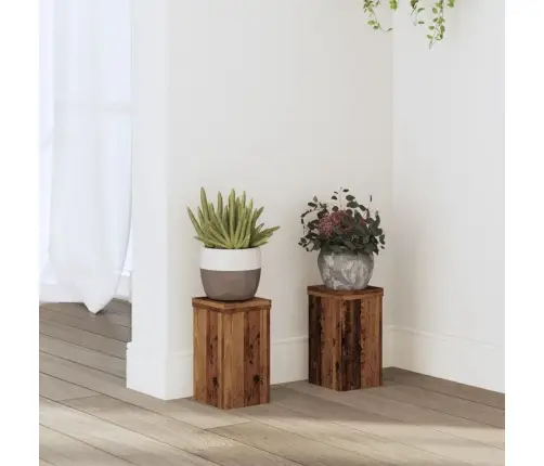 Taimealused 2 Tk, Vana Puit, 10X10X18 cm Tehispuit