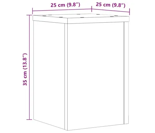 Stovai Augalams, 2Vnt., Juodi, 25X25X35cm Apdirbta Mediena