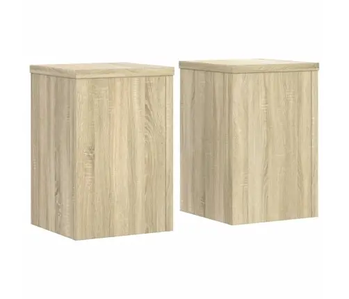 Stovai Augalams, 2Vnt., Ąžuolo, 25X25X35cm Apdirbta Mediena Stovai Augalams, 2Vnt., Ąžuolo, 25X25X35cm Apdirbta Mediena