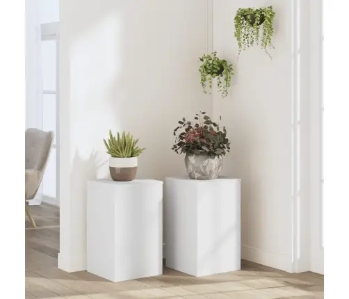 Augu Statīvi, 2 Gab., Balti, 30X30X50 Cm, Inženierijas Koks Vidaxl