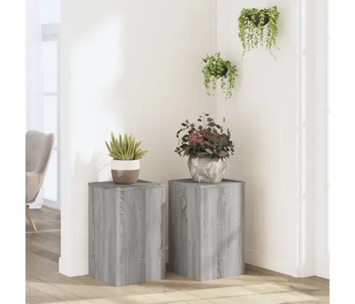 Augu Statīvi, 2 Gab., Pelēka Ozola, 30X30X50 Cm, Koks Vidaxl