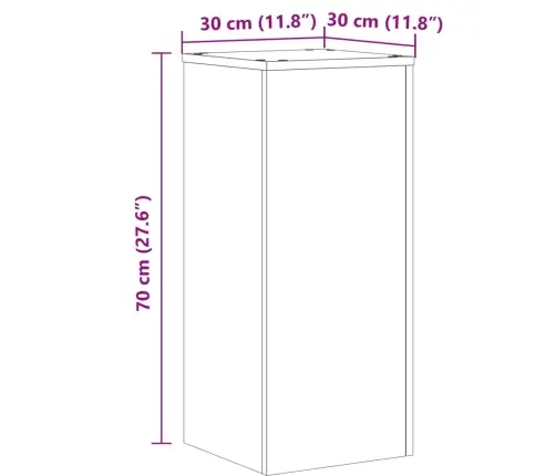 Stovai Augalams, 2Vnt., Betono, 30X30X70cm Apdirbta Mediena