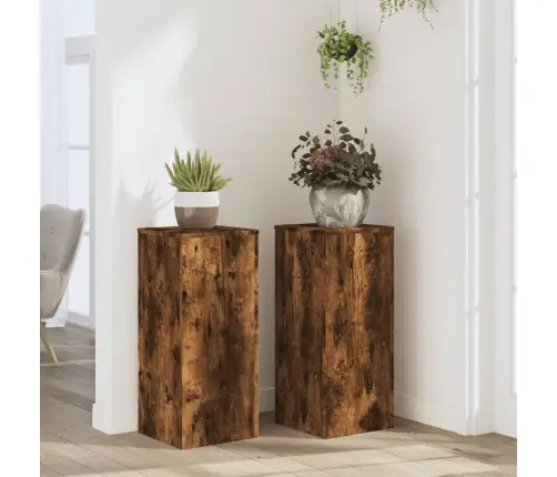 Augu Statīvi, 2 Gab., Ozolkoka Krāsa, 30X30X70 Cm, Koks Vidaxl