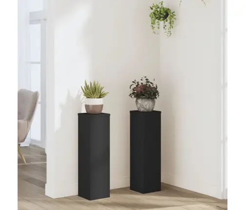 Stovai Augalams, 2Vnt., Juodi, 17X17X60cm Apdirbta Mediena