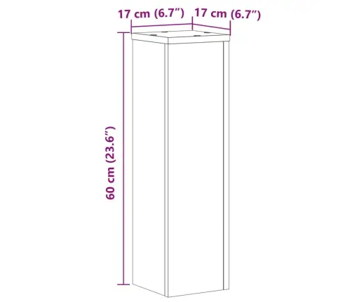 Stovai Augalams, 2Vnt., Ąžuolo, 17X17X60cm Apdirbta Mediena Stovai Augalams, 2Vnt., Ąžuolo, 17X17X60cm Apdirbta Mediena