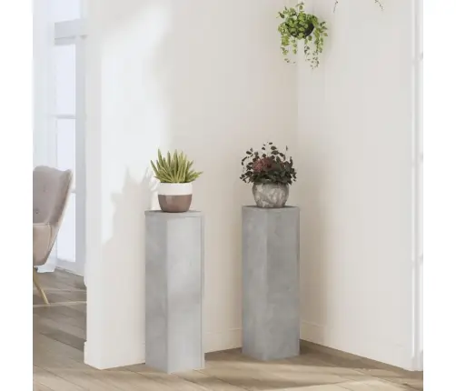Augu Statīvi, 2 Gab., Betona Pelēks, 17X17X60 Cm, Koks Vidaxl