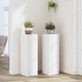 Stovai Augalams, 2Vnt., Balti, 25X25X80cm Apdirbta Mediena
