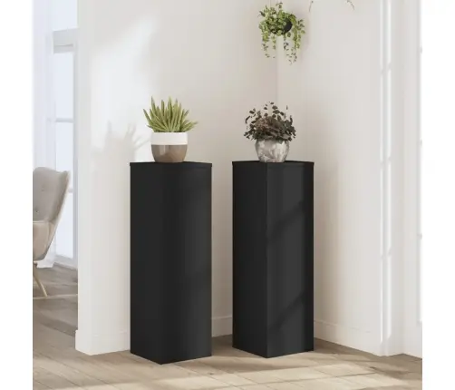 Augu Statīvi, 2 Gab., Melni, 25X25X80 Cm, Inženierijas Koks Vidaxl Augu Statīvi, 2 Gab., Melni, 25X25X80 Cm, Inženierijas Koks Vidaxl